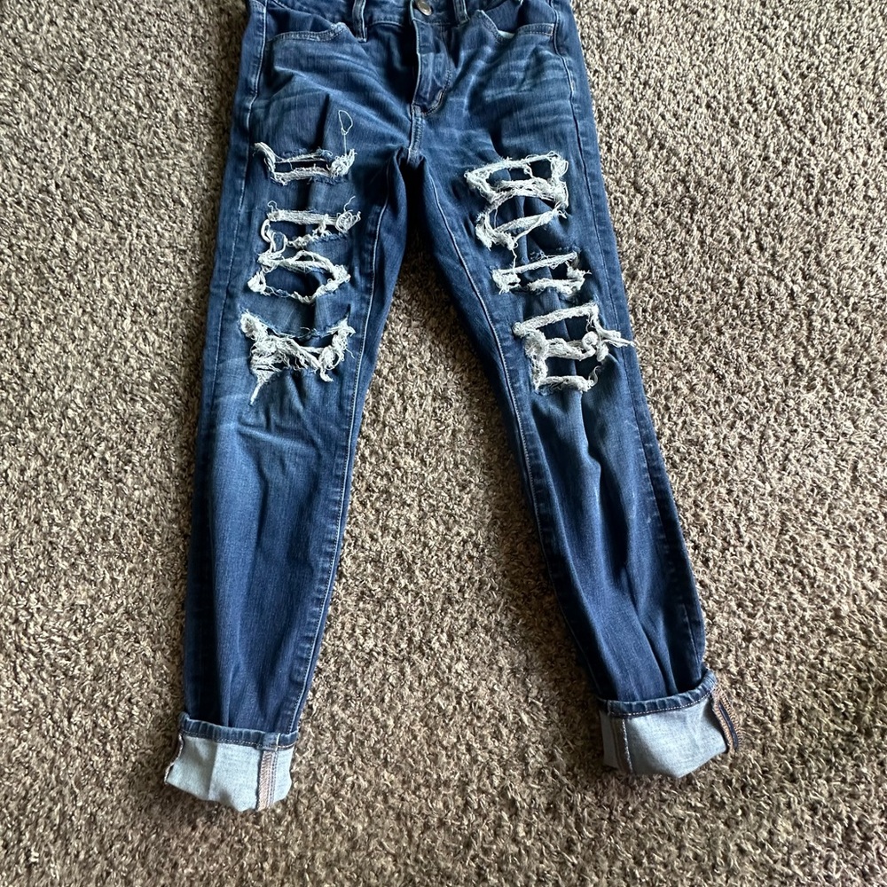 American Eagle Outfitters Blue Boyfriend Jeans Distressed